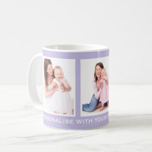 Mug Lilac ou Couleur personnalisée 3 Photo personnalis