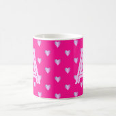 Mug Lilac rose chaud des coeurs de monogrammes (Centre)