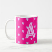 Mug Lilac rose chaud des coeurs de monogrammes (Gauche)