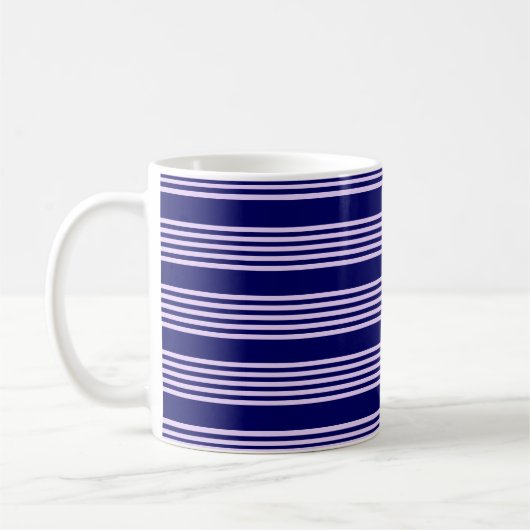 Mug Lilac violet et bleu marine cinq bandes motif (Gauche)