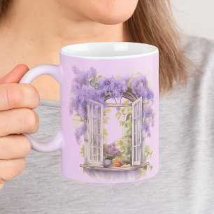 Mug Lilacs fleurs de fenêtre lavande monogramme
