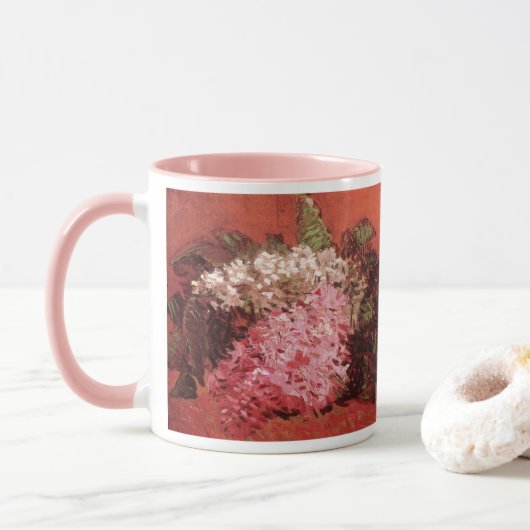 Mug Lilacs roses par Vincent van Gogh, Fleur de la vie (Avec donut)