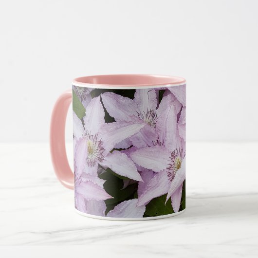 Mug lilas, clematis, belle, fleur, fleur lilas, (Devant gauche)