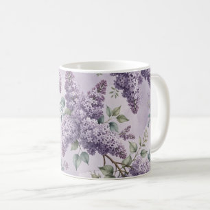 Mug Lilas Fleurs de lilas Vert sauge Lavande poudrée