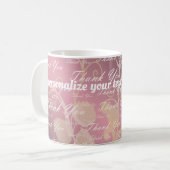 Mug lilas, rose, or, argent, merci, fleurs, (Devant gauche)