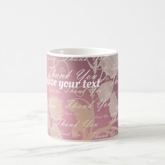 Mug lilas, rose, or, argent, merci, fleurs, (Centre)