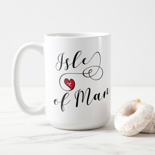Mug L'île de Man Drapeau dans un coeur, Manx (Avec donut)