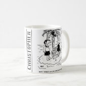 Mug L'île déserte. Le repas est Fish a la Coconut. (Devant droit)