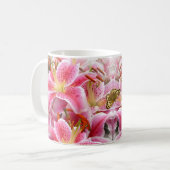 Mug Liliers et papillons Stargazer roses (Devant gauche)