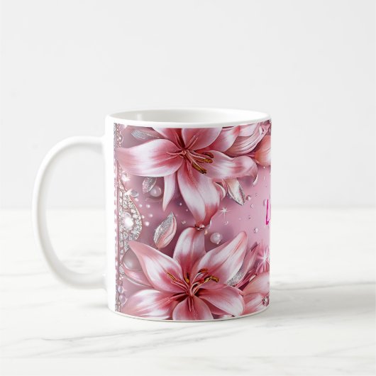 Mug Lilies roses délicates (Gauche)