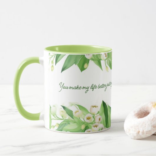 Mug Lily de la vallée FLowers | Cadeau pour maman | (Avec donut)