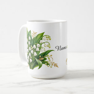 Mug Lily de mai personnalisé fleur de naissance Muguet