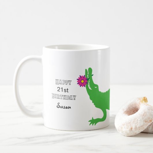 Mug Lily - un alligator sérieusement lunatique (Avec donut)