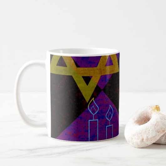 Mug L'image à thème Hanukkah de SlipperyJoe's jaune do (Avec donut)