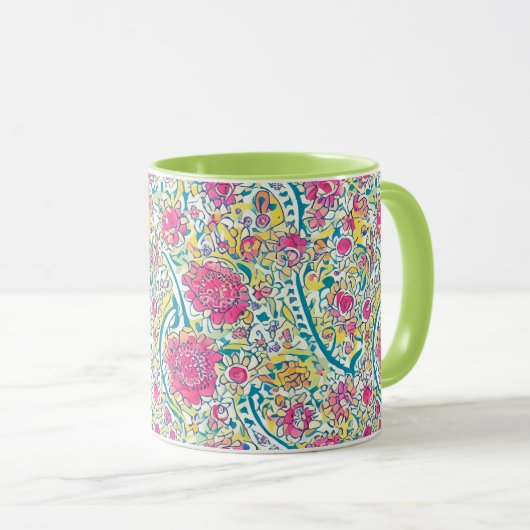 Mug Lime Floral Motif arabe (Devant droit)