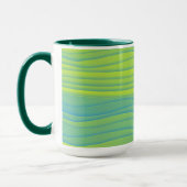 Mug Lime Green Aqua Blue Retro Strig Cup (Gauche)