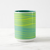 Mug Lime Green Aqua Blue Retro Strig Cup (Centre)