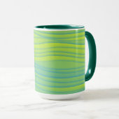 Mug Lime Green Aqua Blue Retro Strig Cup (Devant droit)