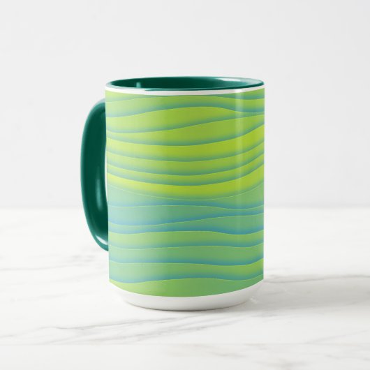 Mug Lime Green Aqua Blue Retro Strig Cup (Devant gauche)