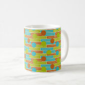 Mug Lime Green, Cinnamon Brown, Rectangles Turquoise (Devant droit)