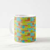Mug Lime Green, Cinnamon Brown, Rectangles Turquoise (Devant gauche)