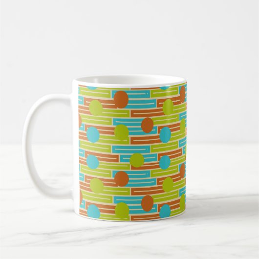 Mug Lime Green, Cinnamon Brown, Rectangles Turquoise (Gauche)