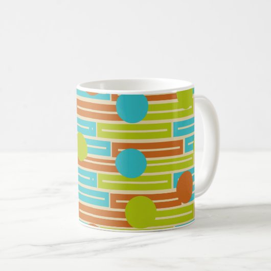 Mug Lime Green, Cinnamon Brown, Rectangles Turquoise C (Devant droit)