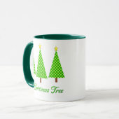 Mug Lime Green Polka Dot Arbres de Noël modernes (Devant gauche)