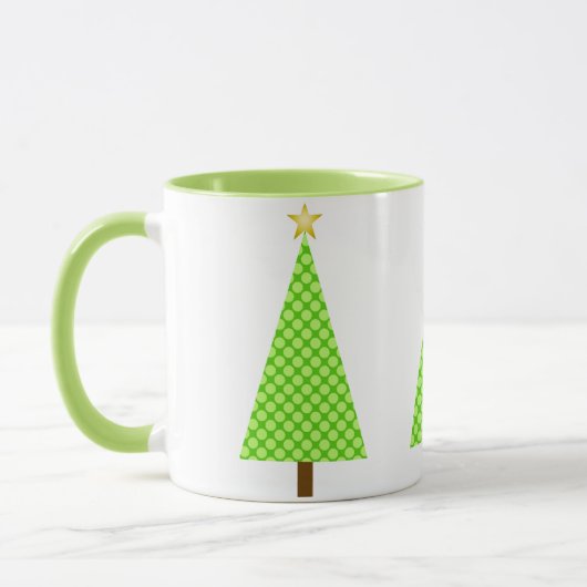 Mug Lime Green Polka Point Retro Arbre de Noël moderne (Gauche)