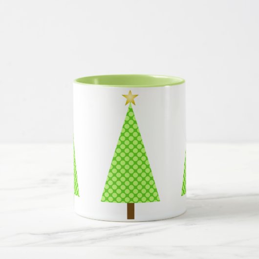 Mug Lime Green Polka Point Retro Arbre de Noël moderne (Centre)