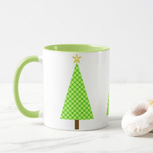 Mug Lime Green Polka Point Retro Arbre de Noël moderne