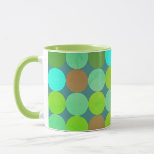Mug Lime Vert Turquoise Turquoise & Rust Cercles Monog (Gauche)
