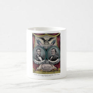 Mug Lincoln et bannière 1864 d'élection de Johnson