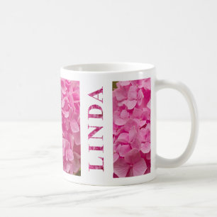 Mug "Linda" dans Elegant rose Hydrangea Floral Letters