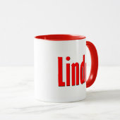 Mug "Linda" Elegant Simple Typographie rouge et noire (Devant droit)