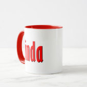 Mug "Linda" Elegant Simple Typographie rouge et noire (Devant gauche)
