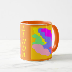 Mug Linda filles nom rose bleu pâle vert bouffées