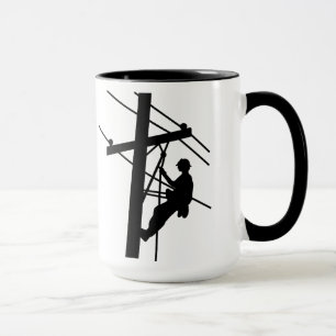 Mug Lineman sur la Musique Silhouette Noir Pole