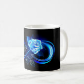 Mug L'infini lumineux avec une rose bleue (Devant droit)