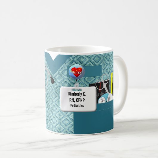 Mug L'infirmière personnalisée frotte dans Teal (Devant droit)