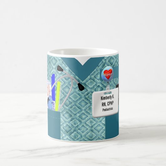 Mug L'infirmière personnalisée frotte dans Teal (Centre)