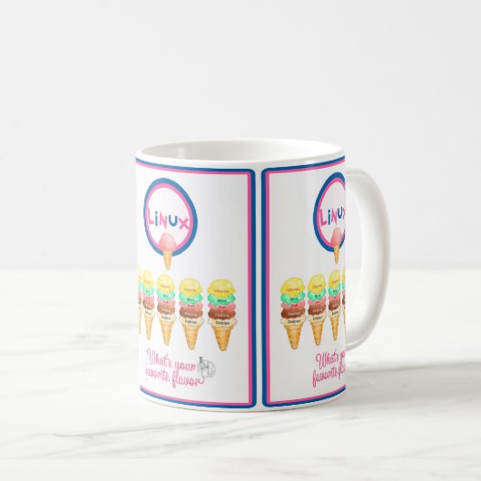 Mug Linux : Quelle est votre saveur préférée ? (Devant droit)