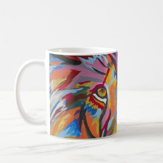 Mug Lion Abstrait de la jungle coloré (Gauche)