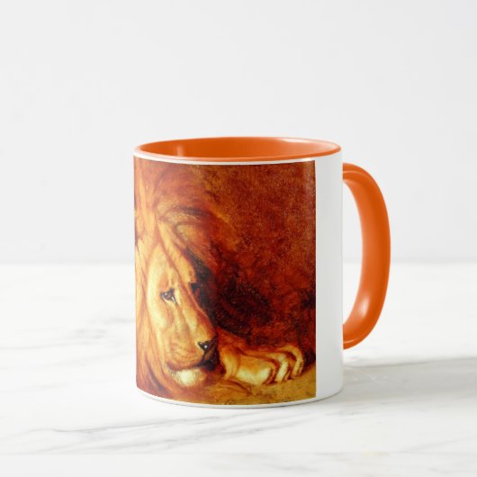 Mug Lion au repos (par Abbott Handerson Thayer) (Devant droit)