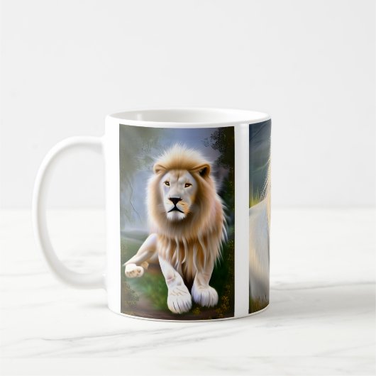 Mug Lion blanc mystique art IA (Gauche)