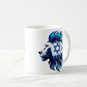 Mug Lion bleu majestueux de Juda avec Étoile de David (Devant droit)