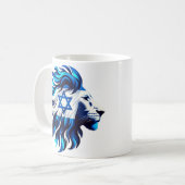 Mug Lion bleu majestueux de Juda avec Étoile de David (Devant gauche)