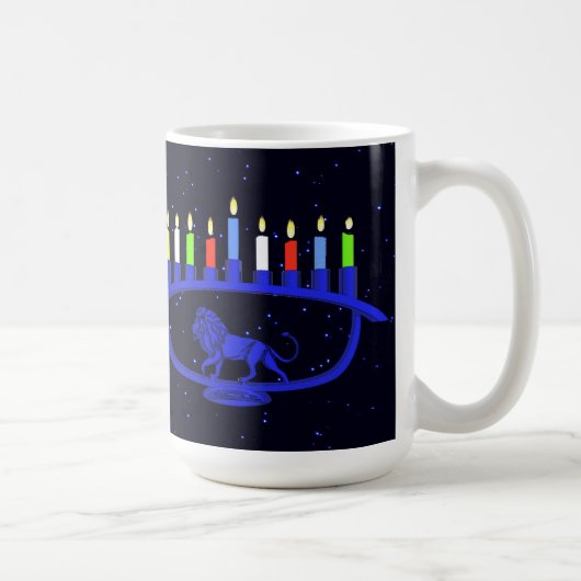 Mug Lion bleu Menorah (Droite)