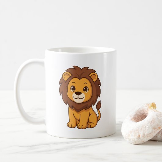 Mug Lion de dessin animé mignon (Avec donut)