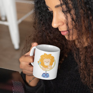 Mug Lion de dessin animé sautant à travers un cerceau